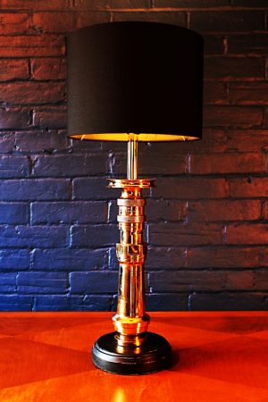 Upcycled recycled bespoke fire brass sprayer branch lamp light