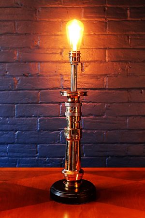 Upcycled recycled bespoke fire brass sprayer branch lamp light 2