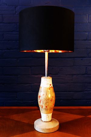 Upcycled recycled bespoke wooden skittle lamp light