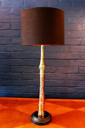 Upcycled recycled bespoke fire slender copper brass branch lamp light 1