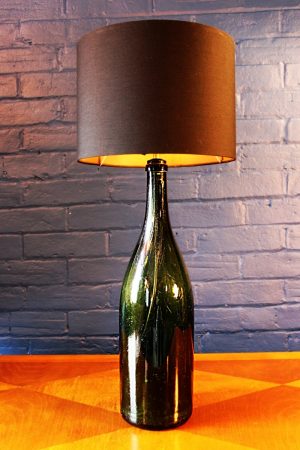 Upcycling recycling green glass jeroboam bottle lamp light