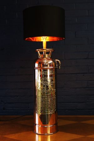 Upcycled recycled bespoke copper brass fire extinguisher lamp light 1