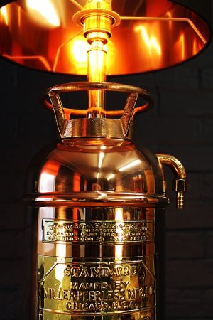 Upcycled recycled bespoke copper brass fire extinguisher lamp light 3