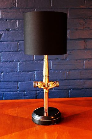 Upcycled recycled bespoke brass beer barrel tap table lamp light
