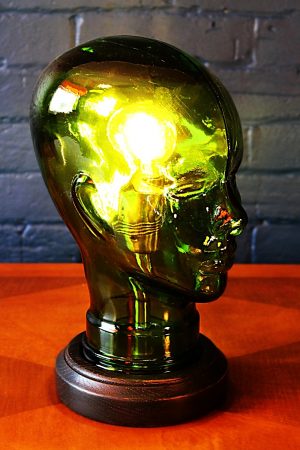 upcycling recycling glass head lamp light 1