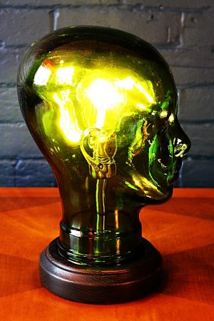 upcycling recycling glass head lamp light 2