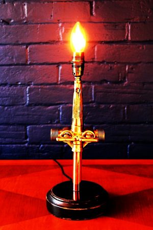 Upcycled recycled bespoke brass beer barrel tap lamp light 11