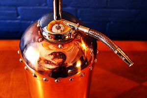 Upcycled recycled bespoke copper chrome fire extinguisher lamp light 9