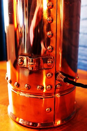 Upcycled recycled bespoke copper chrome fire extinguisher lamp light 10