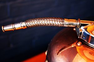 Upcycled recycled bespoke copper chrome fire extinguisher lamp light 4