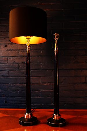 Upcycled recycled bespoke black copper fire branch lamp light