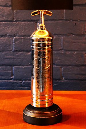 Upcycled recycled bespoke chrome fire extinguisher lamp light 3