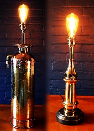 Upcycled recycled bespoke fire brass copper lamp light 1a