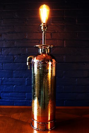 Upcycled recycled bespoke copper brass fire extinguisher lamp light 6