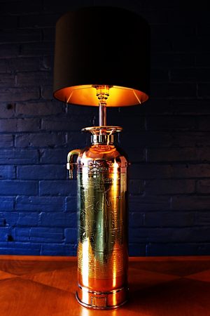 Upcycled recycled bespoke copper brass fire extinguisher lamp light 8