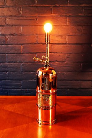 Upcycled recycled bespoke copper brass sprayer lamp light 1