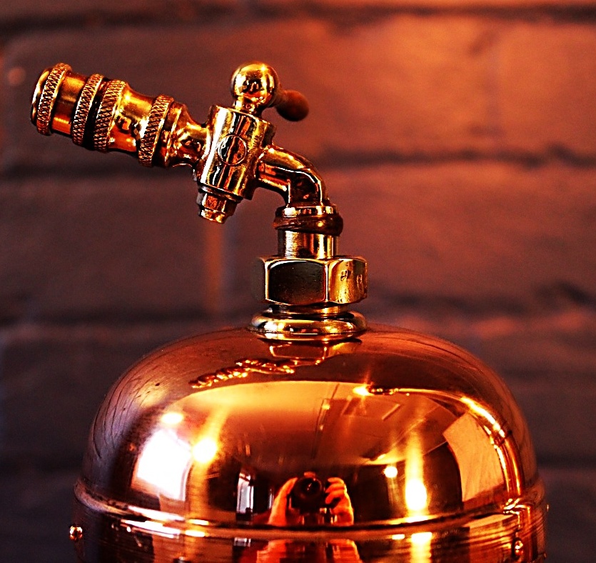 Upcycled recycled bespoke copper brass sprayer lamp light 16
