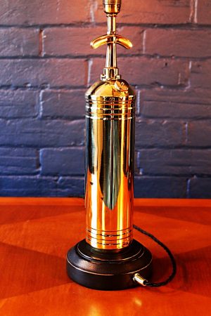 Upcycled recycled bespoke brass fire extinguisher lamp light 3