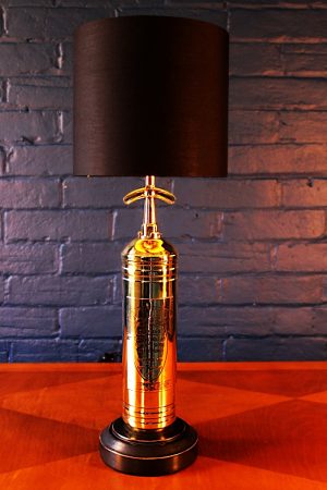 Upcycled recycled bespoke brass fire extinguisher lamp light 4