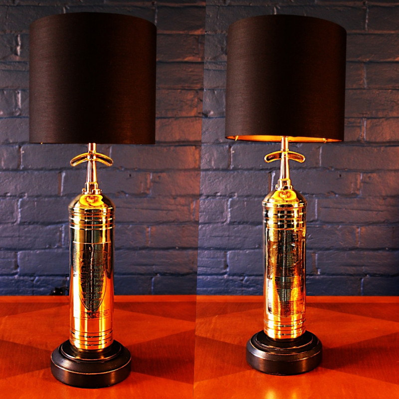Upcycled recycled bespoke brass fire extinguisher lamp light 10