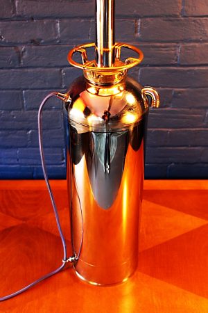 Upcycled recycled bespoke chrome American fire extinguisher lamp light 2