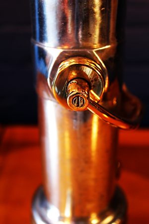 Upcycled recycled brass aluminium London nozzle fire branch table lamp light 12