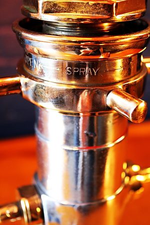 Upcycled recycled brass aluminium London nozzle fire branch table lamp light 13