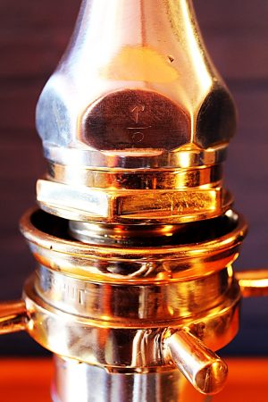 Upcycled recycled brass aluminium London nozzle fire branch table lamp light 15