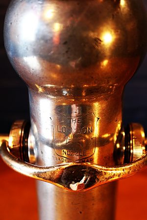 Upcycled recycled brass aluminium London nozzle fire branch table lamp light 2