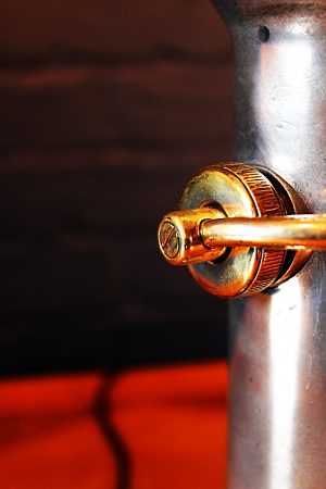 Upcycled recycled brass aluminium London nozzle fire branch table lamp light 5