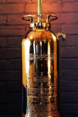 Upcycled recycled brass fire extinguisher table lamp light 2