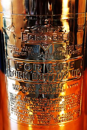 Upcycled recycled brass fire extinguisher table lamp light 3