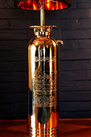 Upcycled recycled brass fire extinguisher table lamp light 15