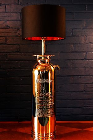 Upcycled recycled brass fire extinguisher table lamp light 16