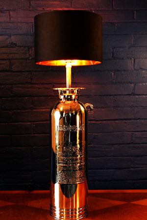 Upcycled recycled brass fire extinguisher table lamp light 17
