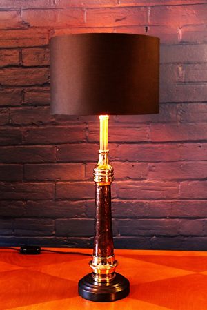 Upcycled recycled antique copper brass fire branch table lamp light