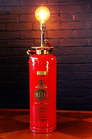 Upcycled recycled vintage red fire extinguisher table lamp light 8