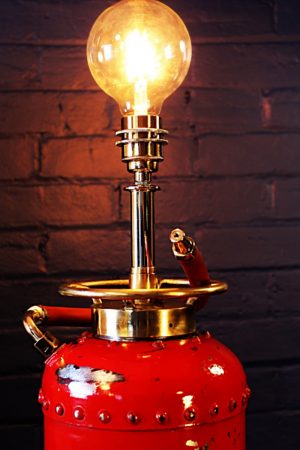 Upcycled recycled vintage red fire extinguisher table lamp light 4