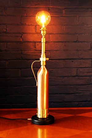 Upcycled recycled brass copper fire extinguisher table lamp light 36