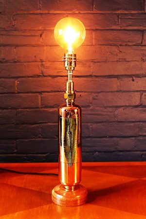 Upcycled recycled brass copper fire extinguisher table lamp light 40