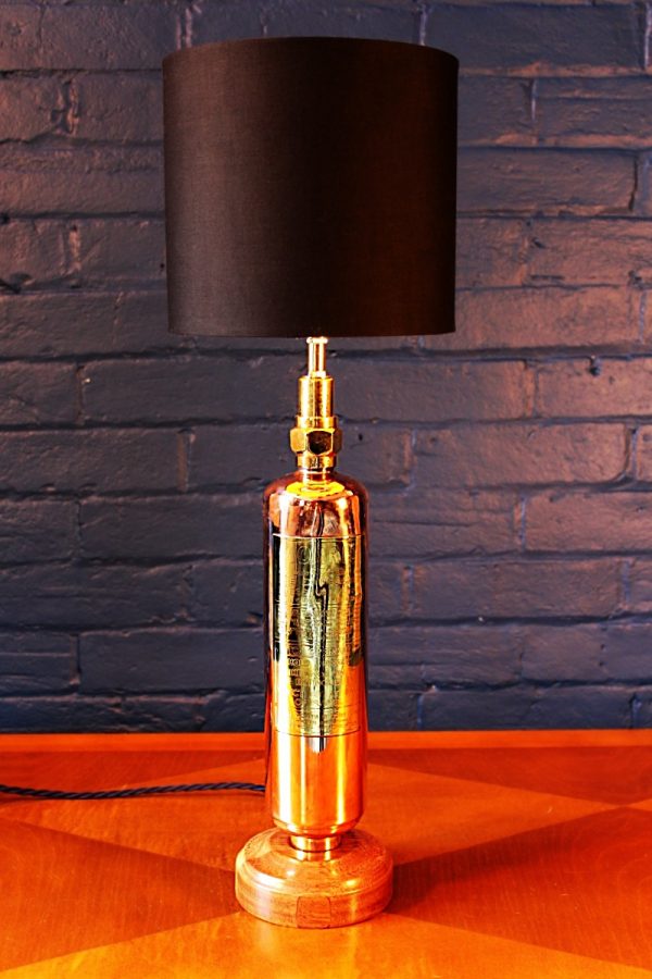 Upcycled recycled brass copper fire extinguisher table lamp light 42