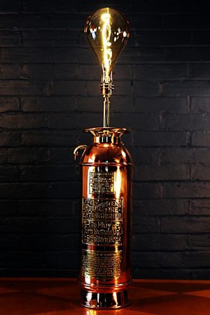 Upcycled recycled brass copper fire extinguisher table lamp light 48