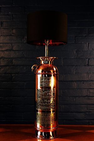 Upcycled recycled brass copper fire extinguisher table lamp light 49