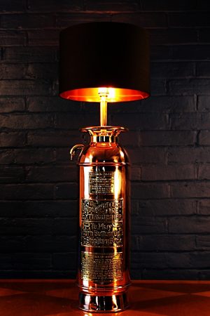 Upcycled recycled brass copper fire extinguisher table lamp light 47