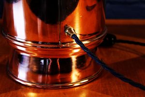 Upcycled recycled brass copper fire extinguisher table lamp light 53