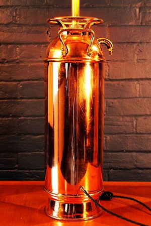Upcycled recycled brass copper fire extinguisher table lamp light 54