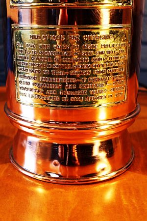 Upcycled recycled brass copper fire extinguisher table lamp light 55