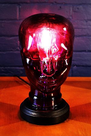 Glass head purple table lamp recycled 3