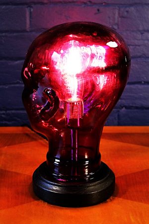 Glass head purple table lamp recycled 1