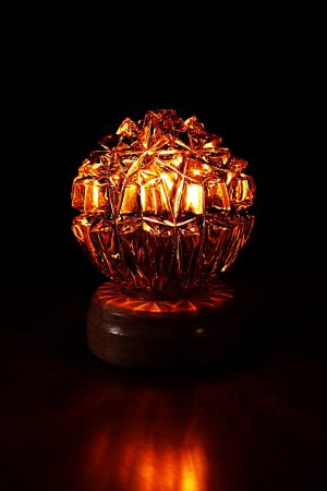 Glass globe amber vintage table lamp 4